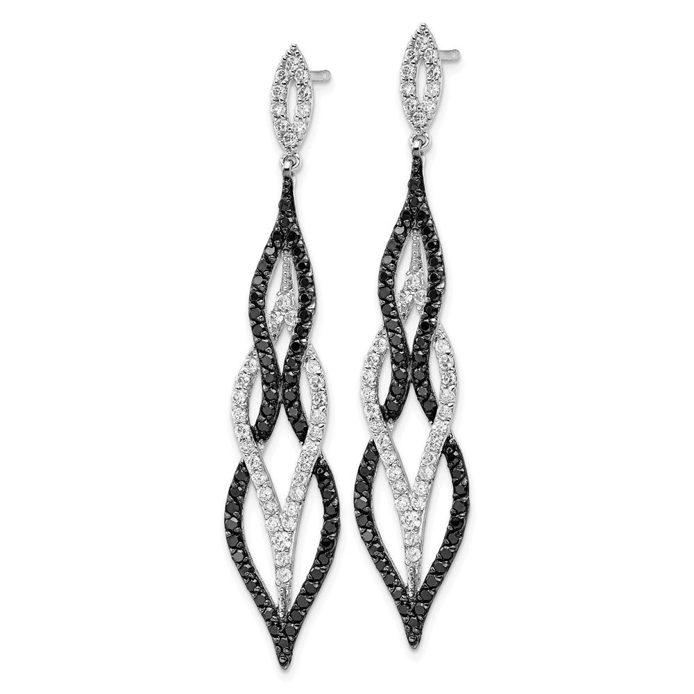 Sterlingsilber Cheryl M Rhodiniert mit Blk Rhodiniert Schwarz/wht Zirkonia Stecker Ohrhänger