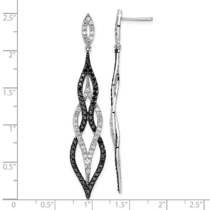 Sterlingsilber Cheryl M Rhodiniert mit Blk Rhodiniert Schwarz/wht Zirkonia Stecker Ohrhänger