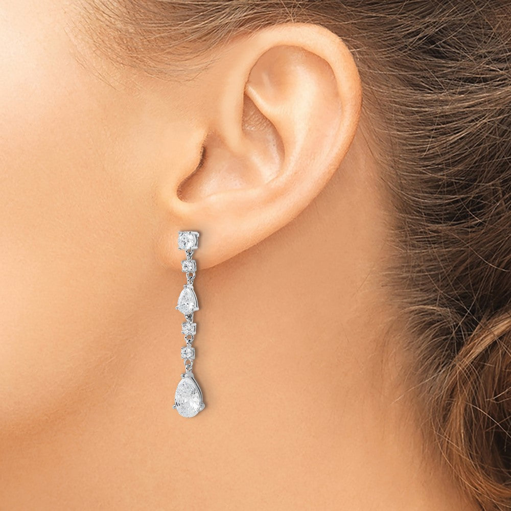 Sterlingsilber Cheryl M Rhodiniert Poliert Zirkonia Tropfen Stecker Ohrhänger