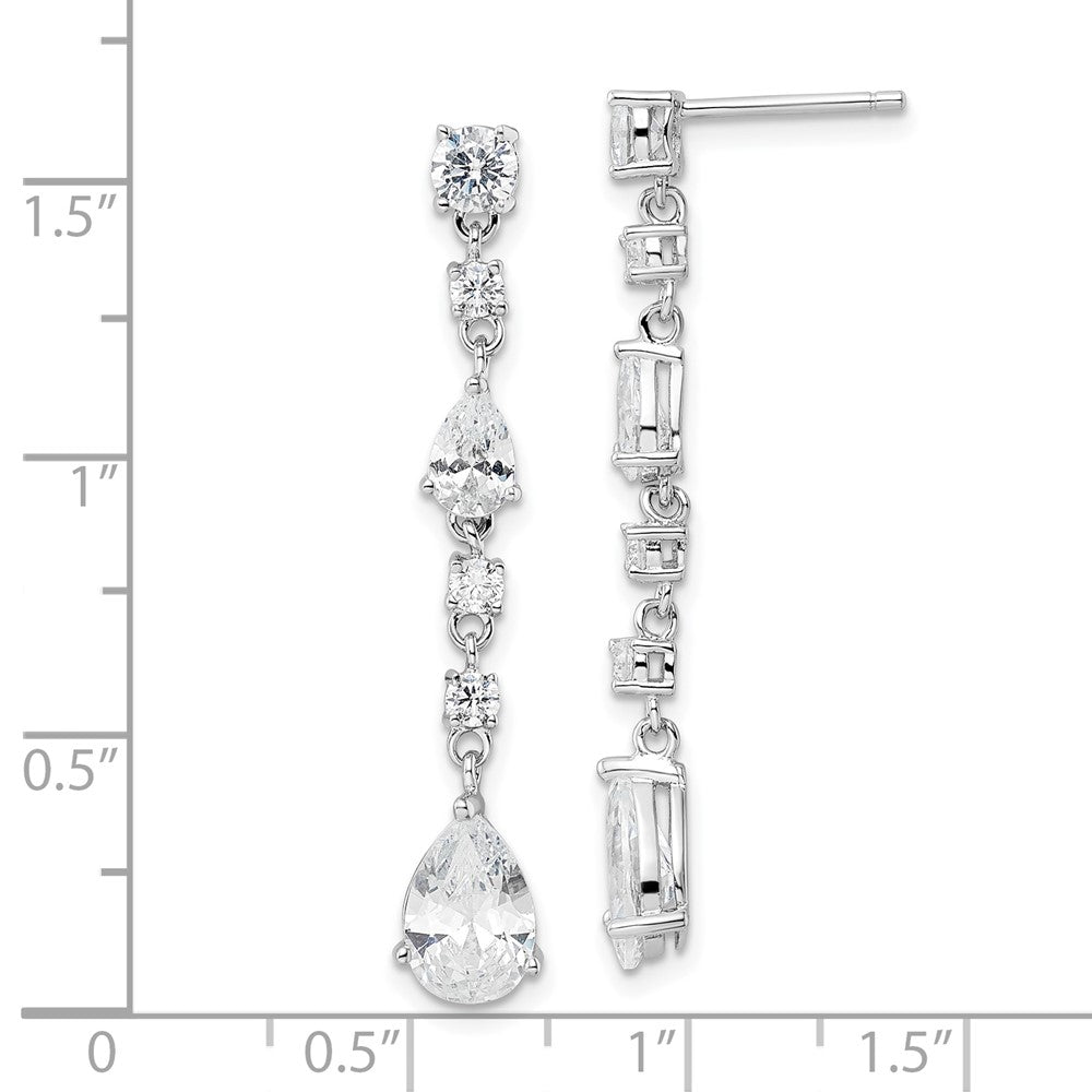 Sterlingsilber Cheryl M Rhodiniert Poliert Zirkonia Tropfen Stecker Ohrhänger