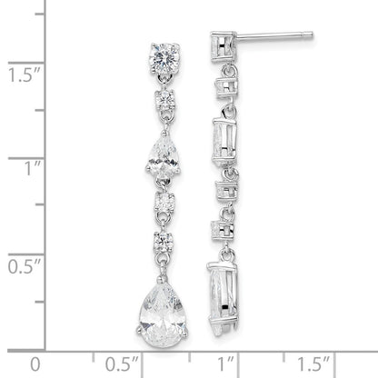 Sterlingsilber Cheryl M Rhodiniert Poliert Zirkonia Tropfen Stecker Ohrhänger