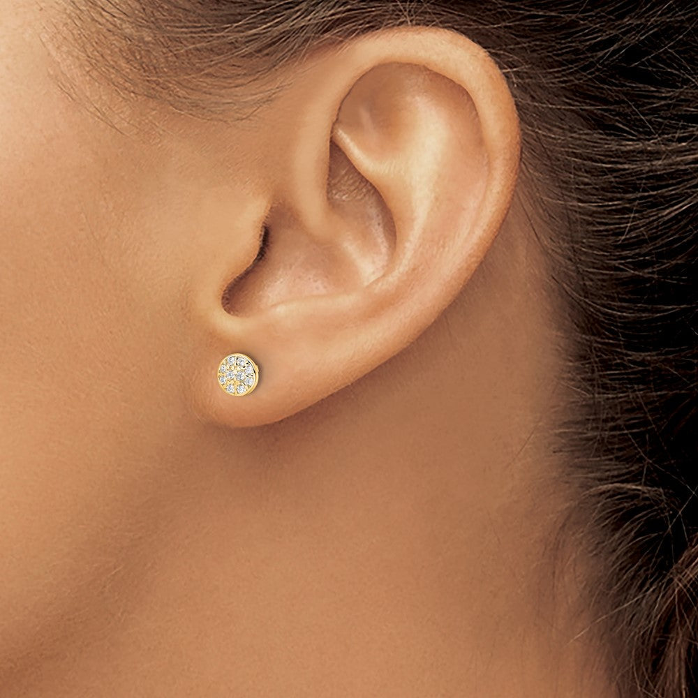 Sterlingsilber Cheryl M Vergoldet Poliert Pavé Zirkonia Kreis Ohrstecker