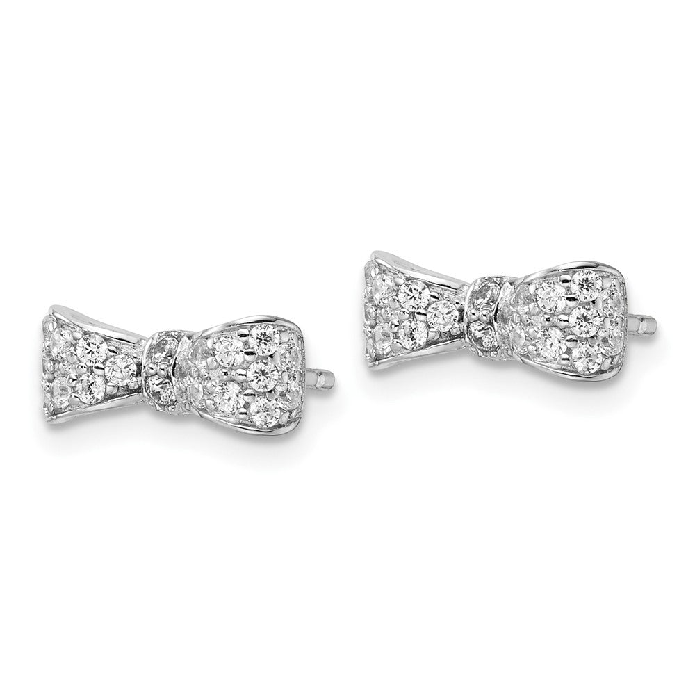 Sterlingsilber Cheryl M Rhodiniert Poliert Zirkonia Schleife Ohrstecker