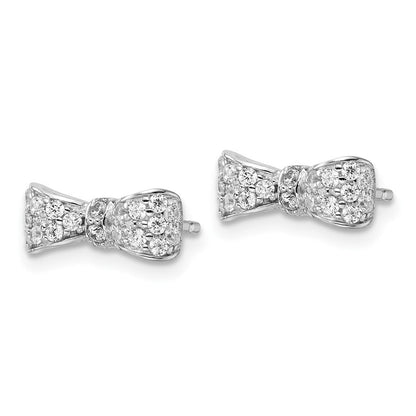 Sterlingsilber Cheryl M Rhodiniert Poliert Zirkonia Schleife Ohrstecker