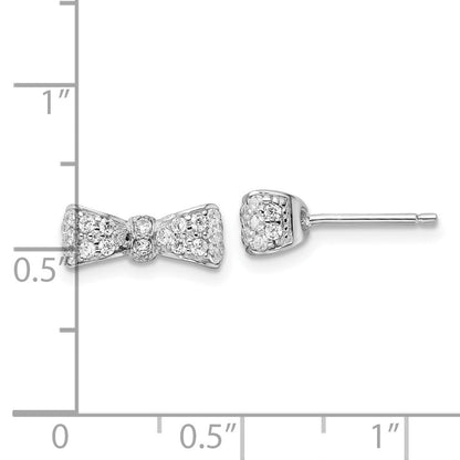 Sterlingsilber Cheryl M Rhodiniert Poliert Zirkonia Schleife Ohrstecker