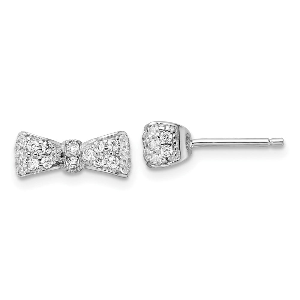 Sterlingsilber Cheryl M Rhodiniert Poliert Zirkonia Schleife Ohrstecker