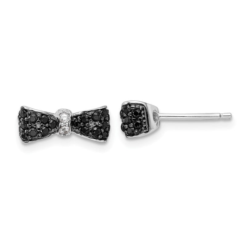 Sterlingsilber Cheryl M Rhodiniert Schwarz Rhodiniert Schwarz Spinell & Weiß Zirkonia Schleife Ohrstecker