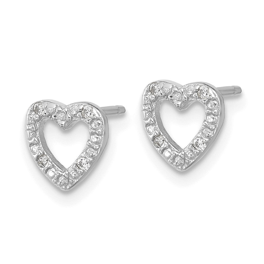 Sterlingsilber Cheryl M Rhodiniert Poliert Zirkonia Herz Ohrstecker