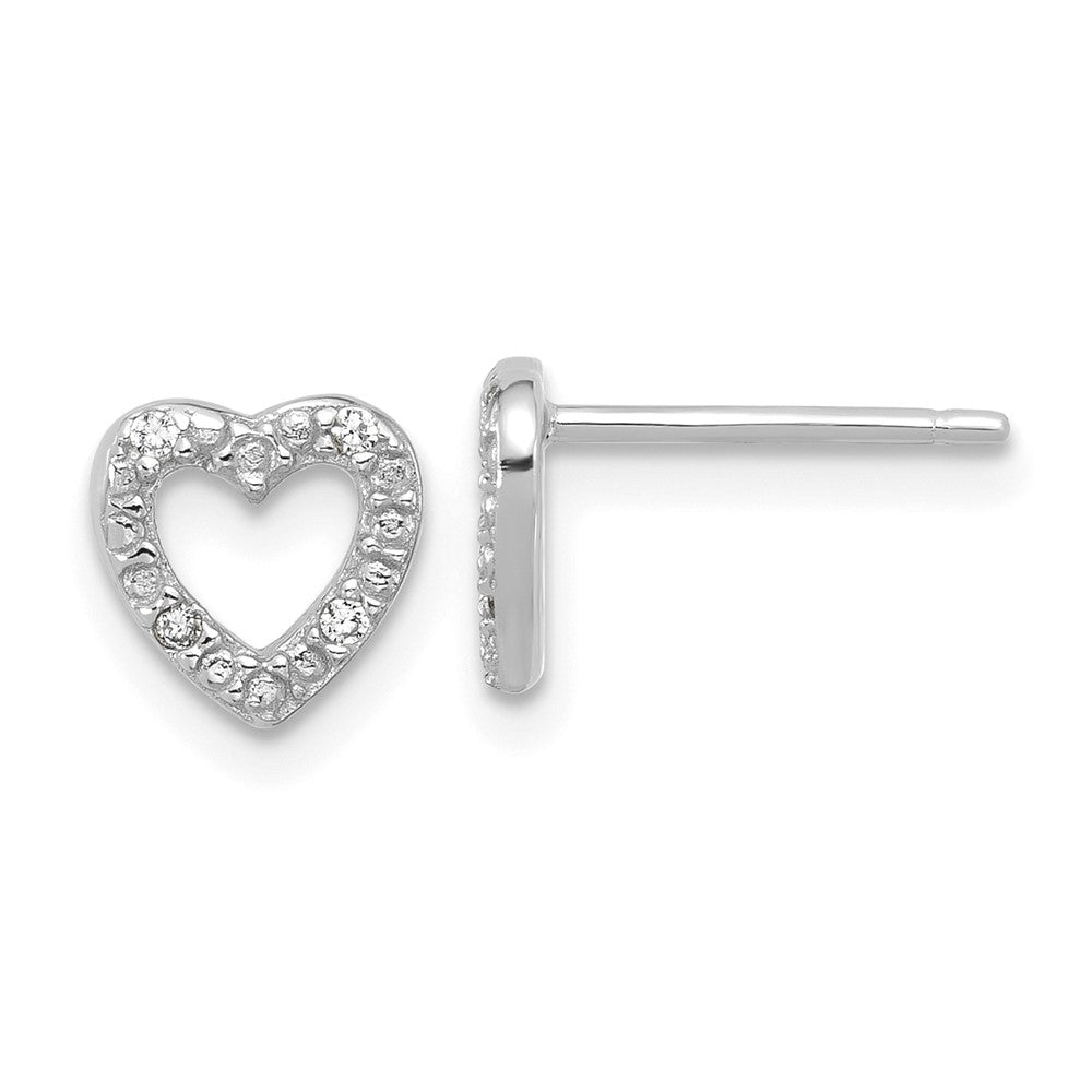 Sterlingsilber Cheryl M Rhodiniert Poliert Zirkonia Herz Ohrstecker