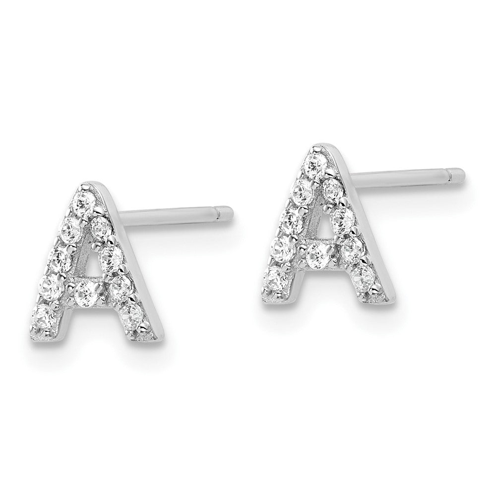 Sterlingsilber Cheryl M Rhodiniert Poliert Buchstabe Zirkonia Initiale Ohrstecker