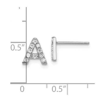 Sterlingsilber Cheryl M Rhodiniert Poliert Buchstabe Zirkonia Initiale Ohrstecker