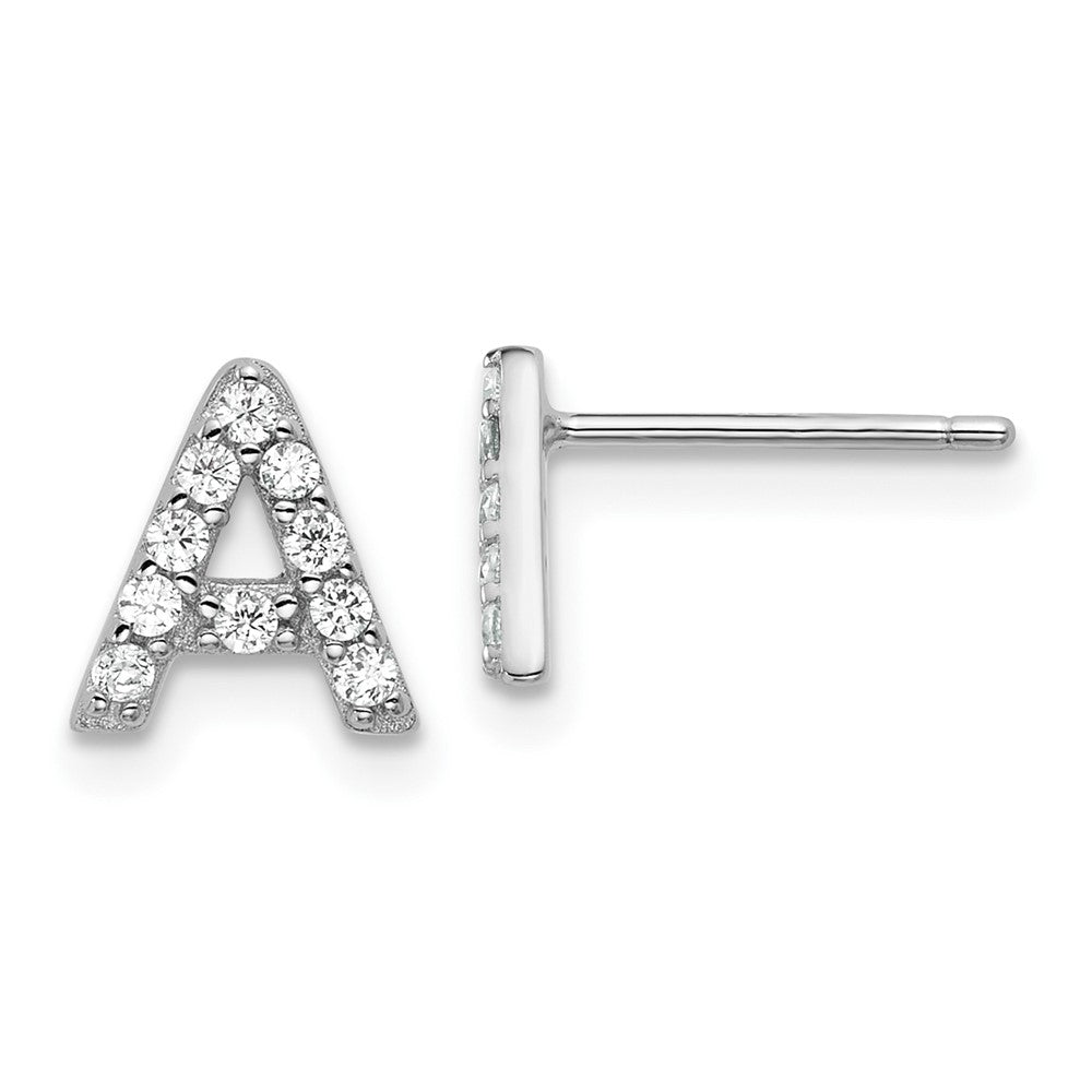 Sterlingsilber Cheryl M Rhodiniert Poliert Buchstabe Zirkonia Initiale Ohrstecker