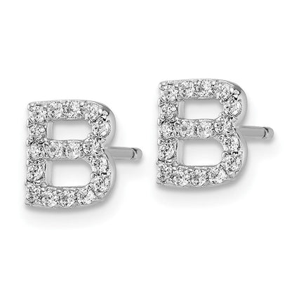 Sterlingsilber Cheryl M Rhodiniert Poliert Buchstabe B Zirkonia Initiale Ohrstecker