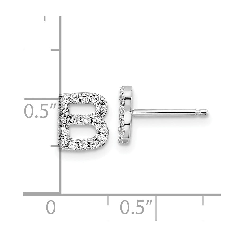 Sterlingsilber Cheryl M Rhodiniert Poliert Buchstabe B Zirkonia Initiale Ohrstecker