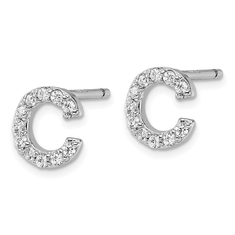 Sterlingsilber Cheryl M Rhodiniert Poliert Buchstabe C Zirkonia Initiale Ohrstecker