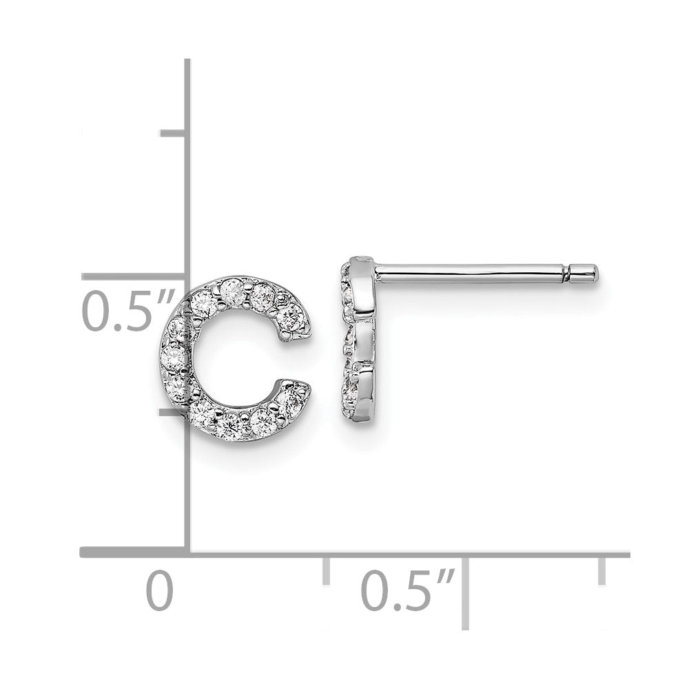 Sterlingsilber Cheryl M Rhodiniert Poliert Buchstabe C Zirkonia Initiale Ohrstecker