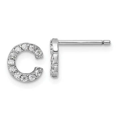 Sterlingsilber Cheryl M Rhodiniert Poliert Buchstabe C Zirkonia Initiale Ohrstecker