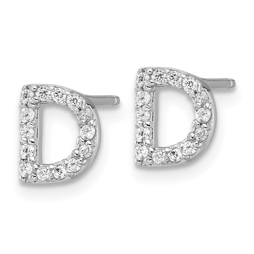 Sterlingsilber Cheryl M Rhodiniert Poliert Buchstabe D Zirkonia Initiale Ohrstecker