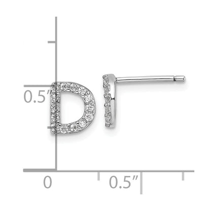 Sterlingsilber Cheryl M Rhodiniert Poliert Buchstabe D Zirkonia Initiale Ohrstecker
