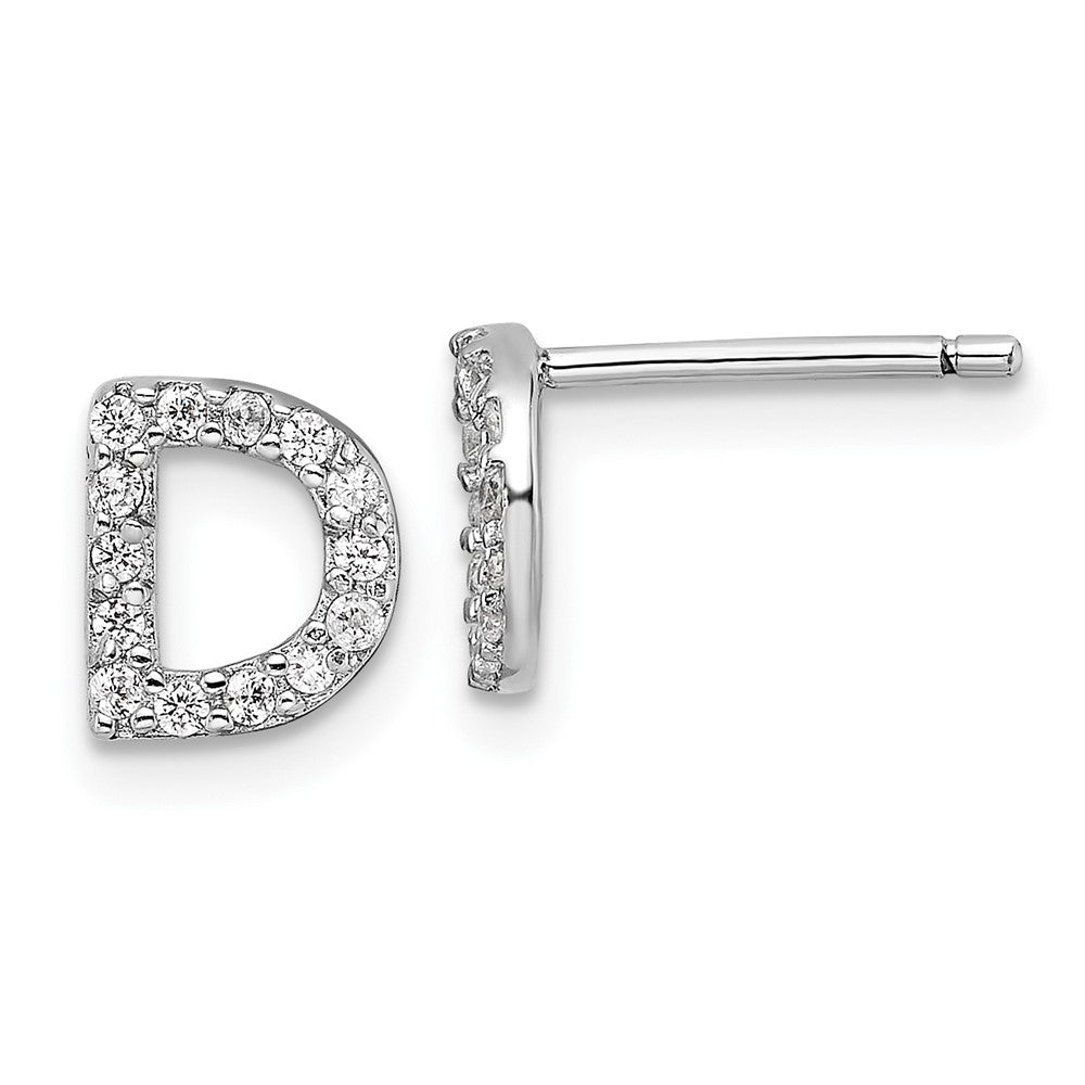 Sterlingsilber Cheryl M Rhodiniert Poliert Buchstabe D Zirkonia Initiale Ohrstecker