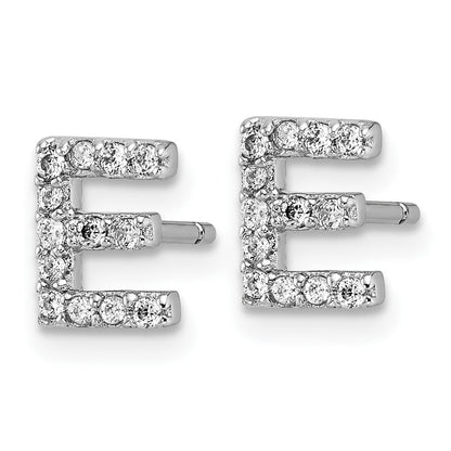 Sterlingsilber Cheryl M Rhodiniert Poliert Buchstabe E Zirkonia Initiale Ohrstecker