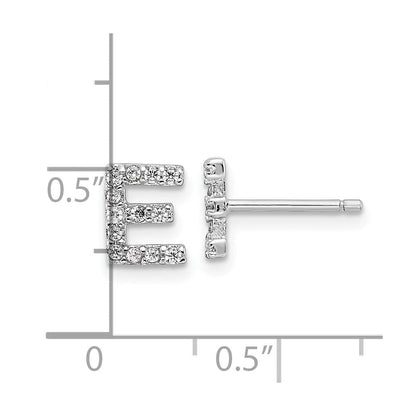 Sterlingsilber Cheryl M Rhodiniert Poliert Buchstabe E Zirkonia Initiale Ohrstecker
