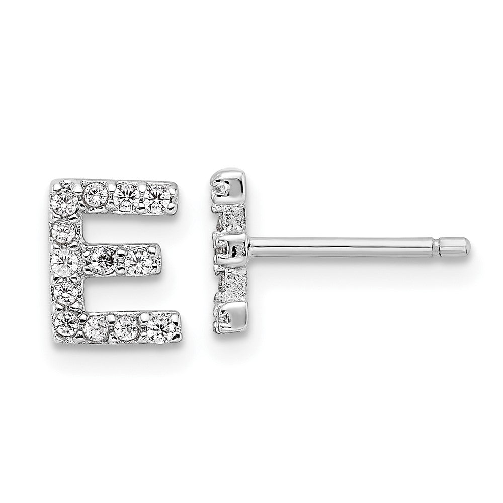 Sterlingsilber Cheryl M Rhodiniert Poliert Buchstabe E Zirkonia Initiale Ohrstecker
