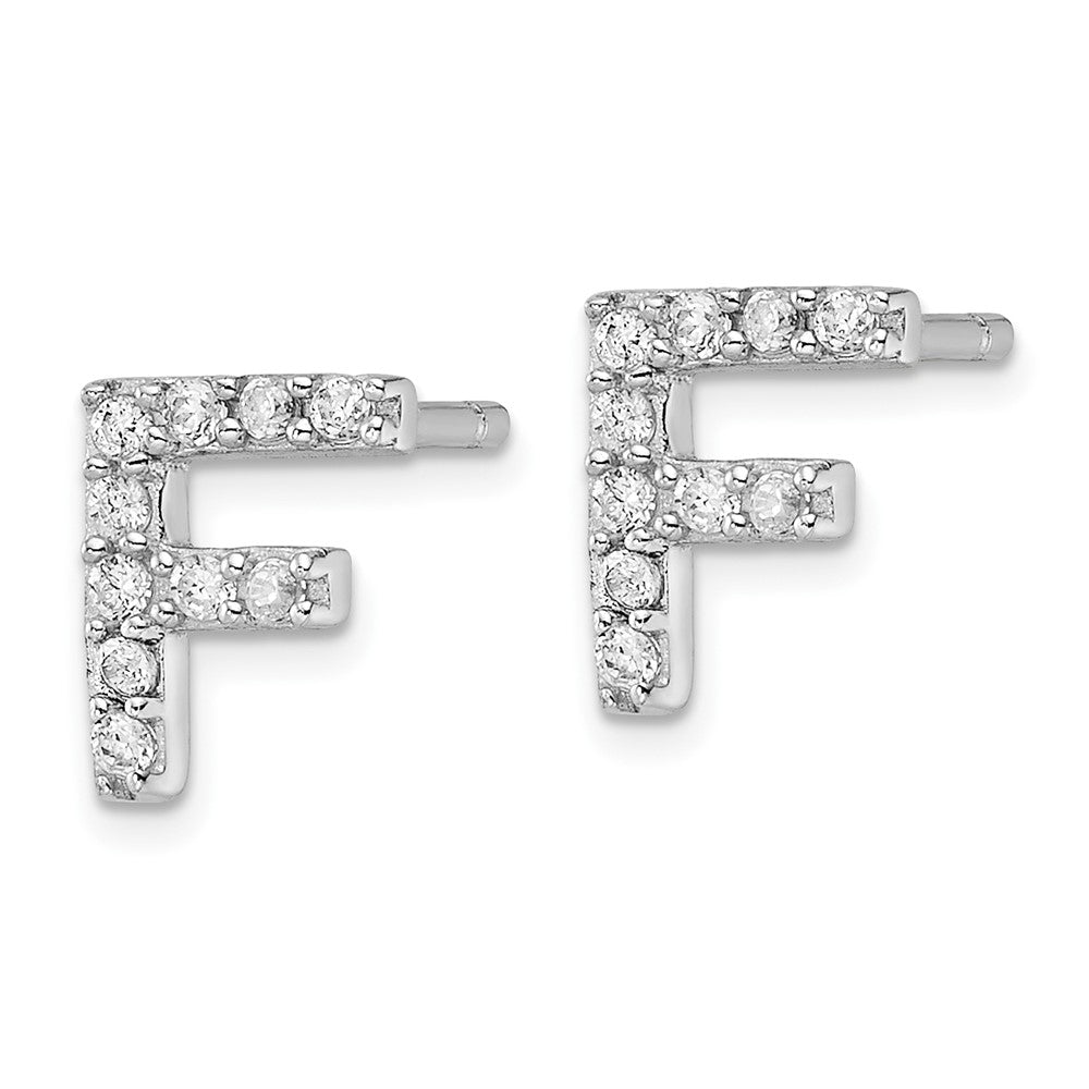 Sterlingsilber Cheryl M Rhodiniert Poliert Buchstabe F Zirkonia Initiale Ohrstecker