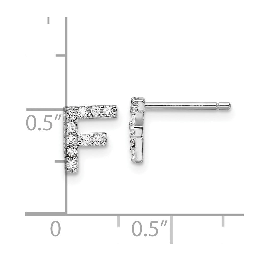 Sterlingsilber Cheryl M Rhodiniert Poliert Buchstabe F Zirkonia Initiale Ohrstecker