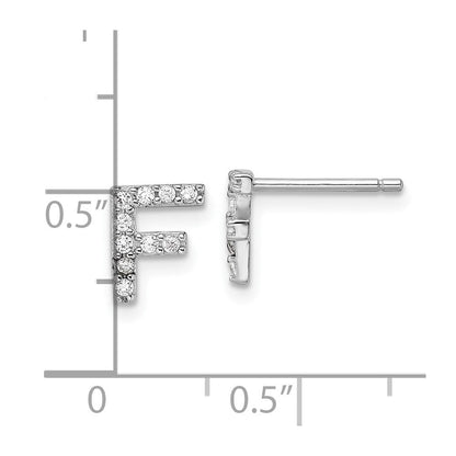 Sterlingsilber Cheryl M Rhodiniert Poliert Buchstabe F Zirkonia Initiale Ohrstecker