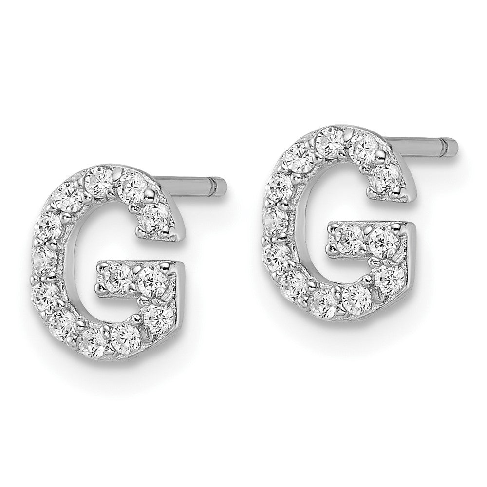 Sterlingsilber Cheryl M Rhodiniert Poliert Buchstabe G Zirkonia Initiale Ohrstecker