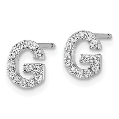 Sterlingsilber Cheryl M Rhodiniert Poliert Buchstabe G Zirkonia Initiale Ohrstecker