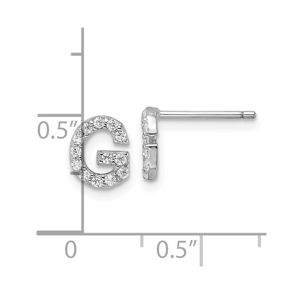 Sterlingsilber Cheryl M Rhodiniert Poliert Buchstabe G Zirkonia Initiale Ohrstecker