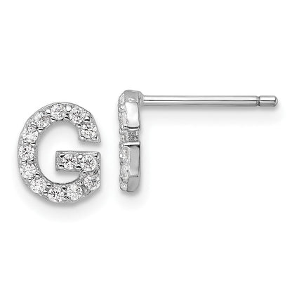 Sterlingsilber Cheryl M Rhodiniert Poliert Buchstabe G Zirkonia Initiale Ohrstecker