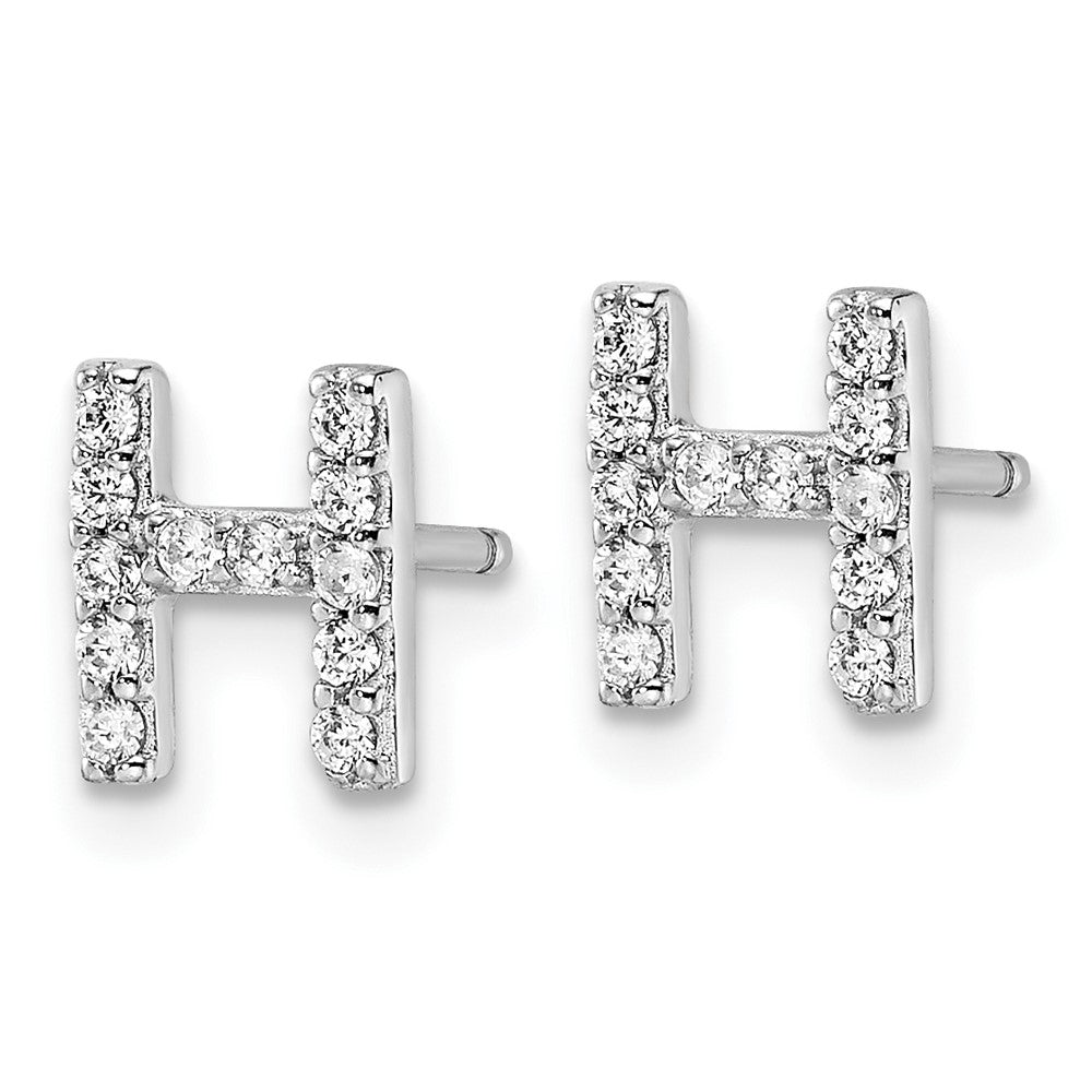 Sterlingsilber Cheryl M Rhodiniert Poliert Buchstabe H Zirkonia Initiale Ohrstecker