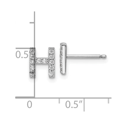 Sterlingsilber Cheryl M Rhodiniert Poliert Buchstabe H Zirkonia Initiale Ohrstecker