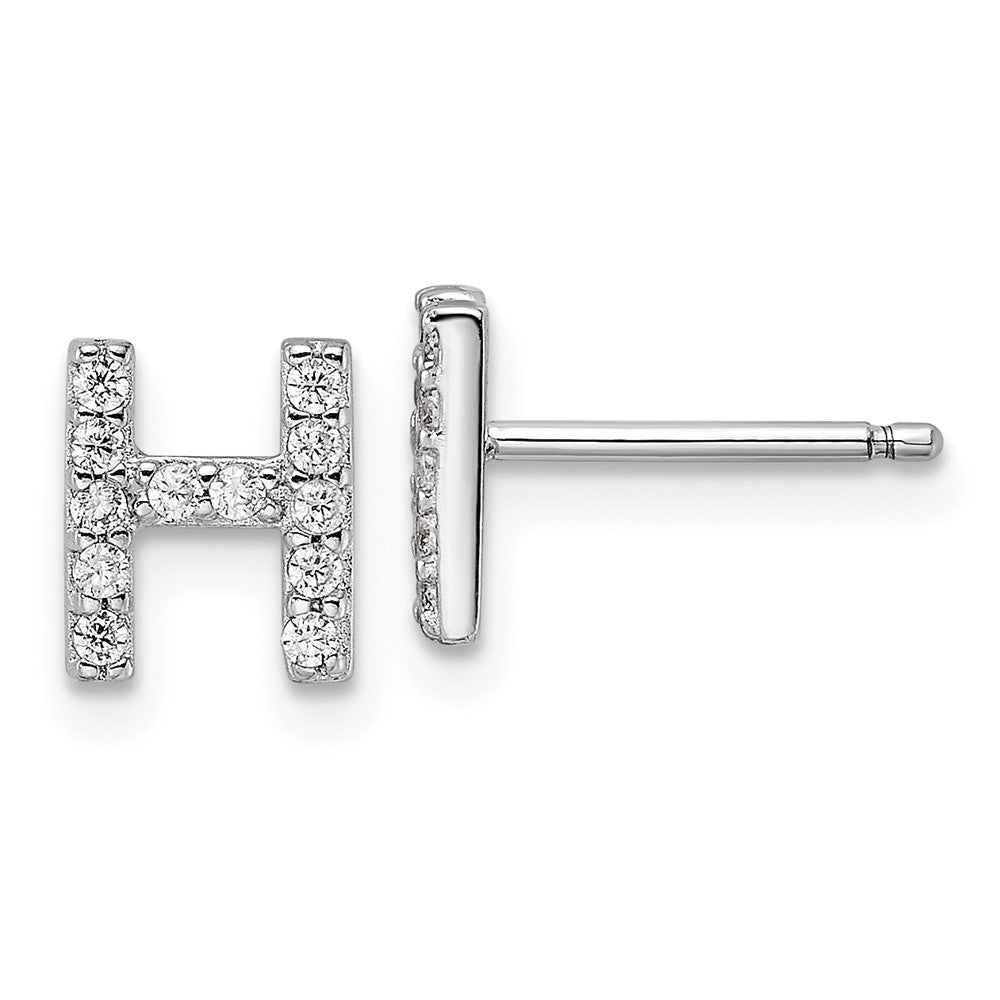 Sterlingsilber Cheryl M Rhodiniert Poliert Buchstabe H Zirkonia Initiale Ohrstecker
