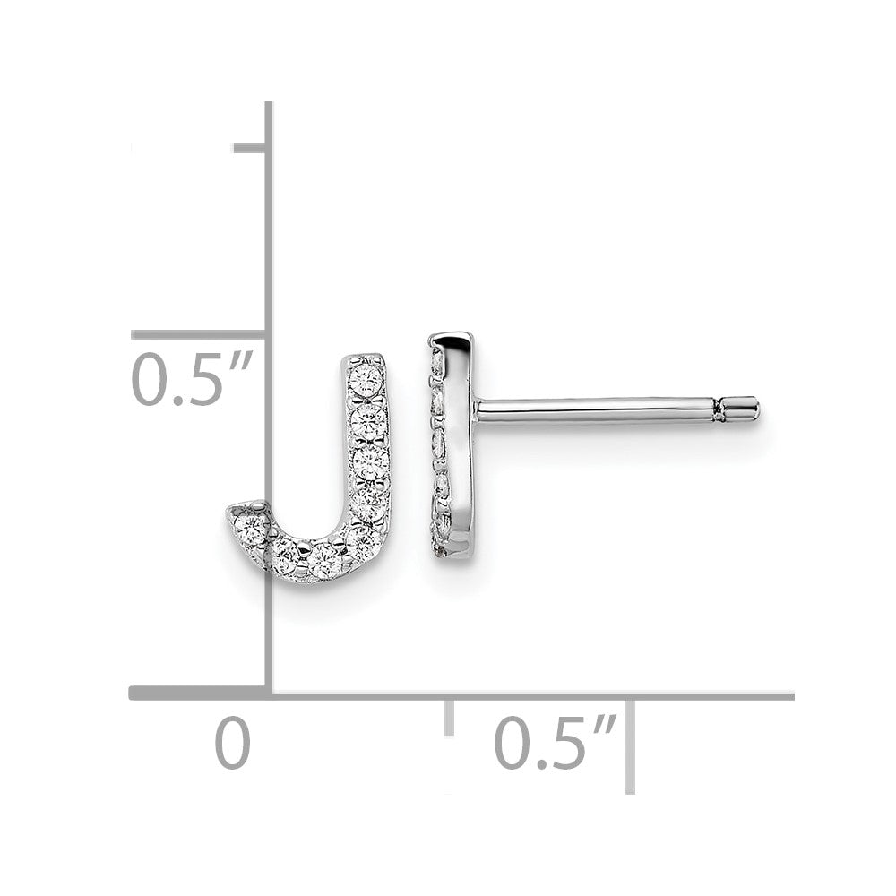 Sterlingsilber Cheryl M Rhodiniert Poliert Buchstabe J Zirkonia Initiale Ohrstecker