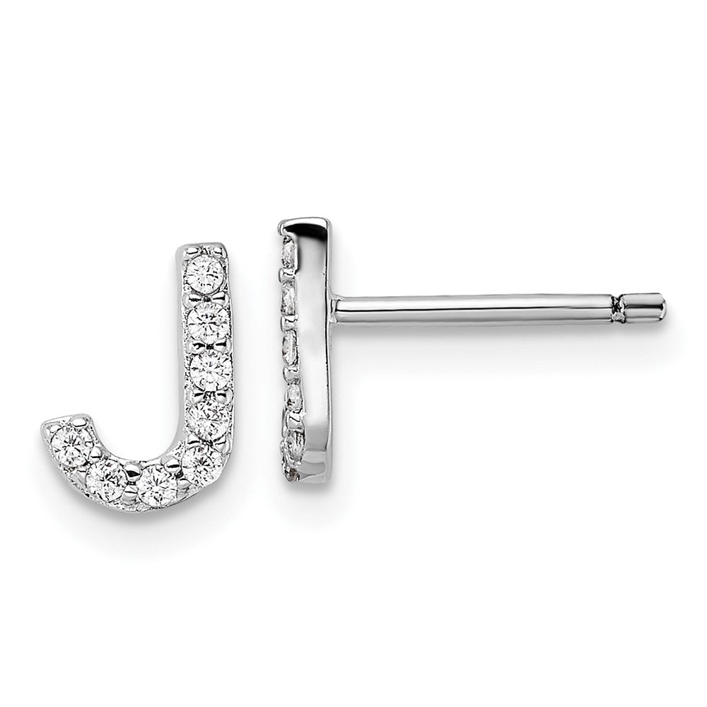 Sterlingsilber Cheryl M Rhodiniert Poliert Buchstabe J Zirkonia Initiale Ohrstecker