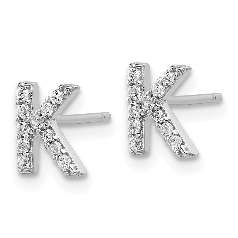 Sterlingsilber Cheryl M Rhodiniert Poliert Buchstabe K Zirkonia Initiale Ohrstecker