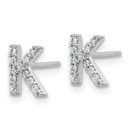 Sterlingsilber Cheryl M Rhodiniert Poliert Buchstabe K Zirkonia Initiale Ohrstecker