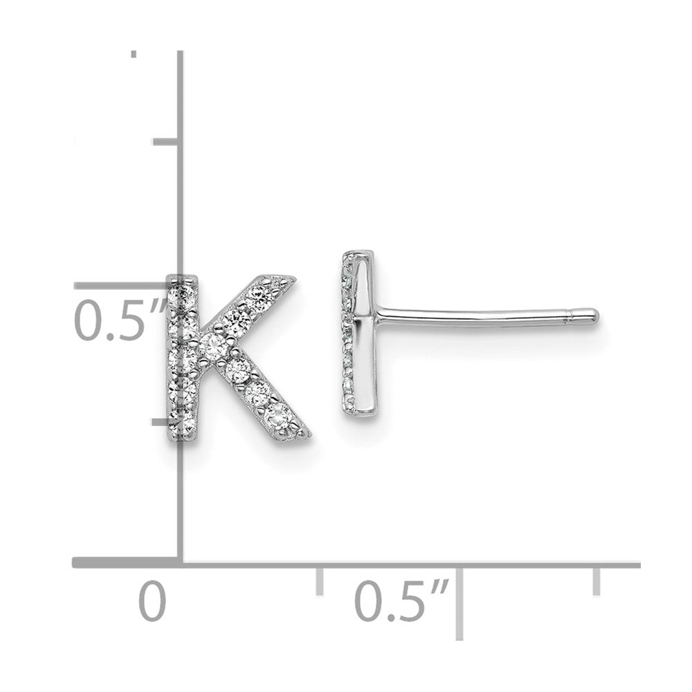 Sterlingsilber Cheryl M Rhodiniert Poliert Buchstabe K Zirkonia Initiale Ohrstecker