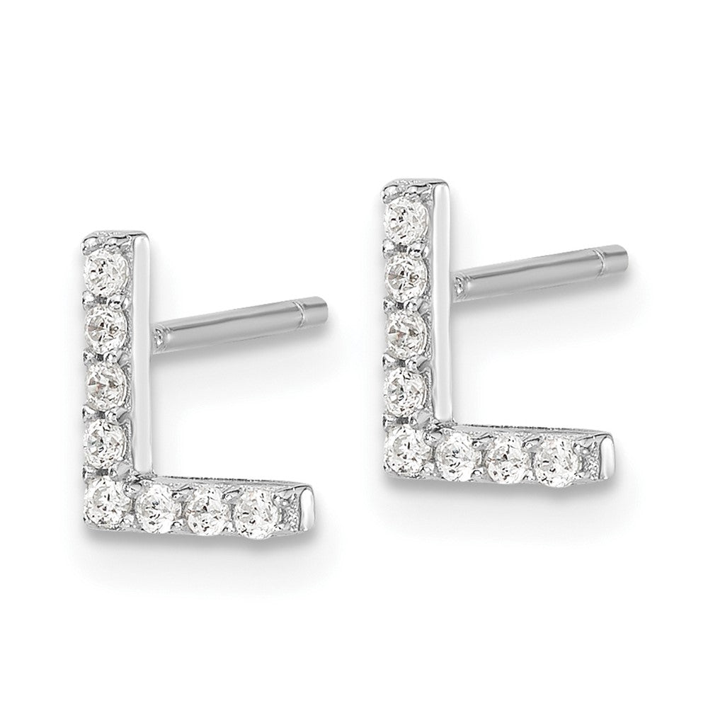 Sterlingsilber Cheryl M Rhodiniert Poliert Buchstabe L Zirkonia Initiale Ohrstecker