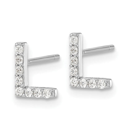 Sterlingsilber Cheryl M Rhodiniert Poliert Buchstabe L Zirkonia Initiale Ohrstecker