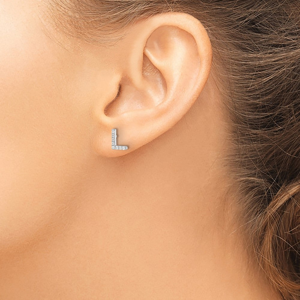 Sterlingsilber Cheryl M Rhodiniert Poliert Buchstabe L Zirkonia Initiale Ohrstecker