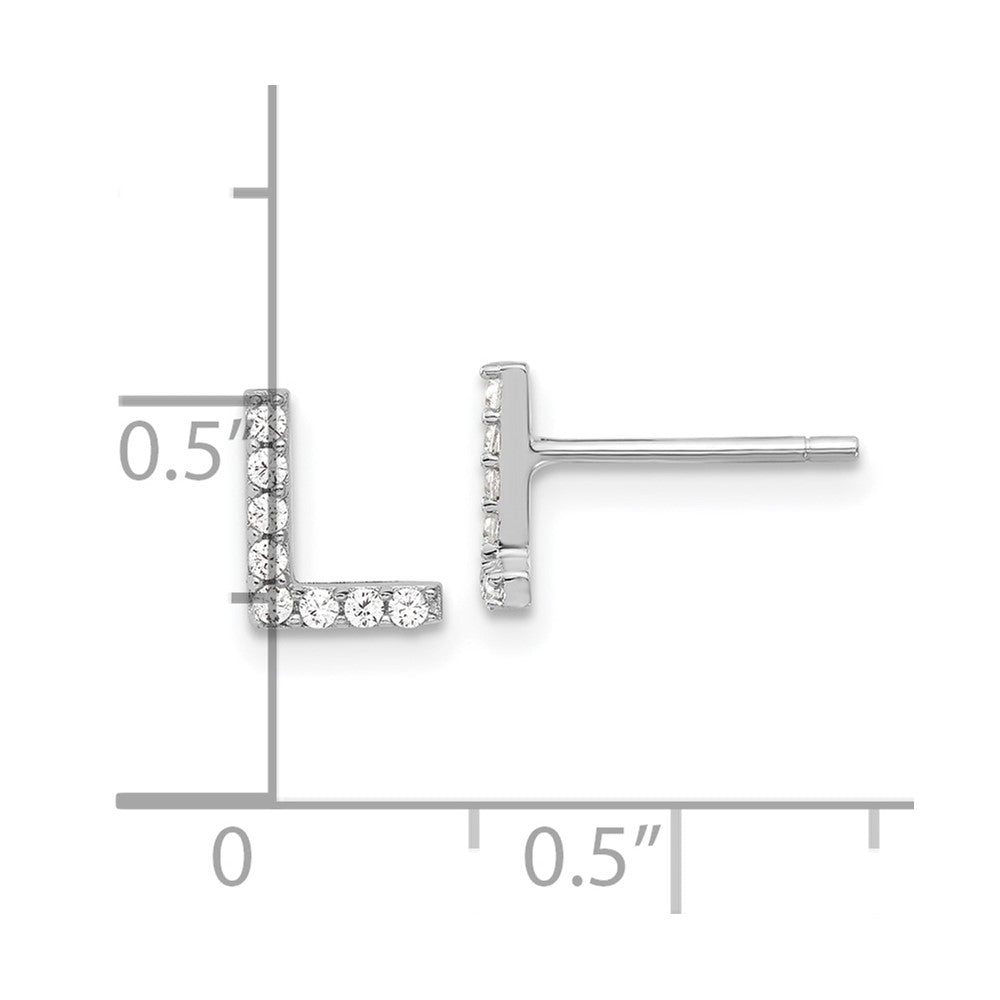 Sterlingsilber Cheryl M Rhodiniert Poliert Buchstabe L Zirkonia Initiale Ohrstecker