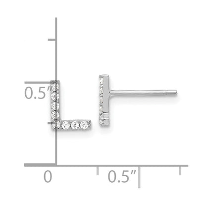 Sterlingsilber Cheryl M Rhodiniert Poliert Buchstabe L Zirkonia Initiale Ohrstecker