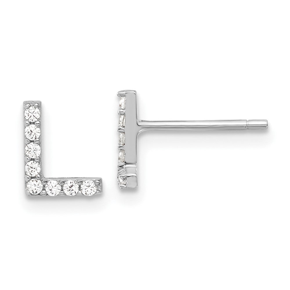 Sterlingsilber Cheryl M Rhodiniert Poliert Buchstabe L Zirkonia Initiale Ohrstecker