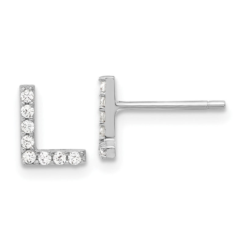 Sterlingsilber Cheryl M Rhodiniert Poliert Buchstabe L Zirkonia Initiale Ohrstecker