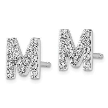 Sterlingsilber Cheryl M Rhodiniert Poliert Buchstabe M Zirkonia Initiale Ohrstecker